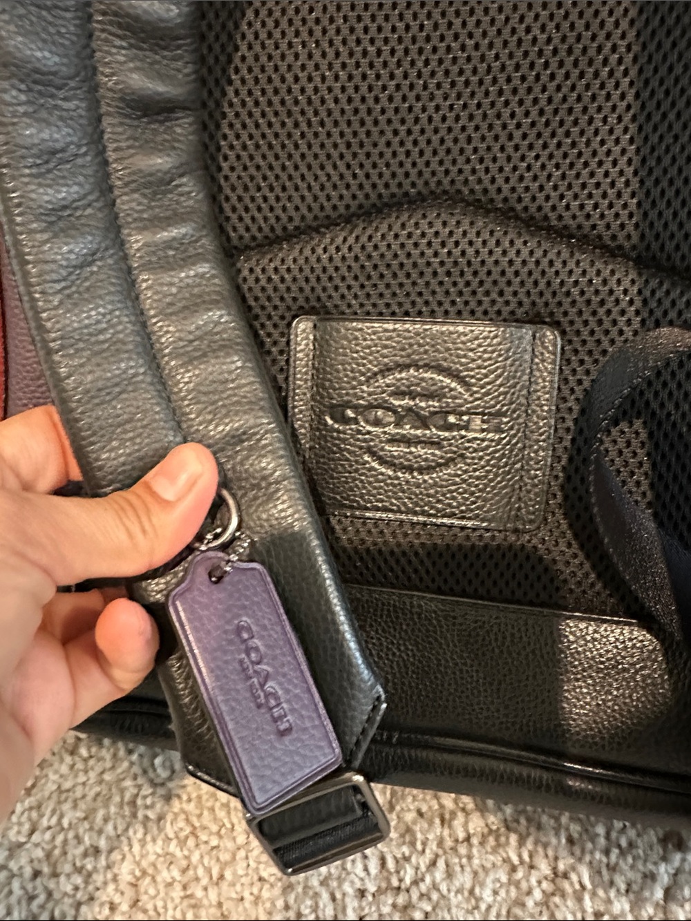 Coach Men's Black, Purple & Red Leather Suede Backpack - Picture 5 of 11